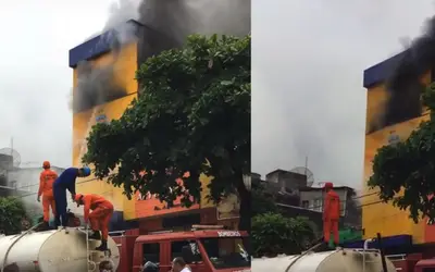 Incêndio atinge loja de roupas no centro de Itaberaba; cerca de 30 militares trabalharam na ocorrência