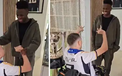 Vini Jr convida fã com paralisia cerebral ao Bernabéu